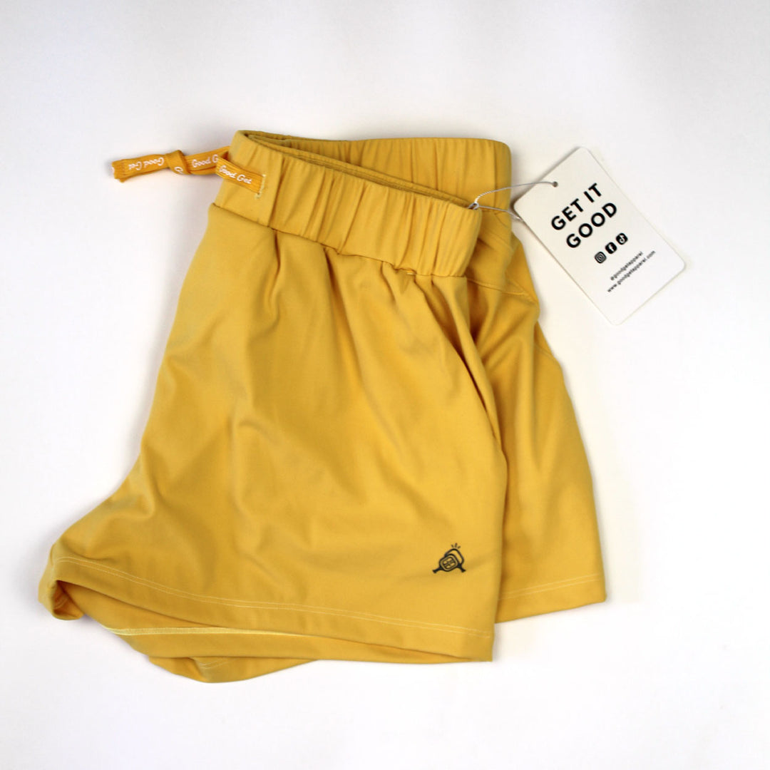 Carpe Dink'em Ladies Athleisure Pickleball Shorts, Lemon Squeezy