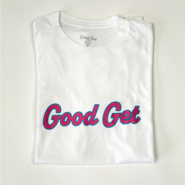 Good Get Script Pickleball Shirt, White